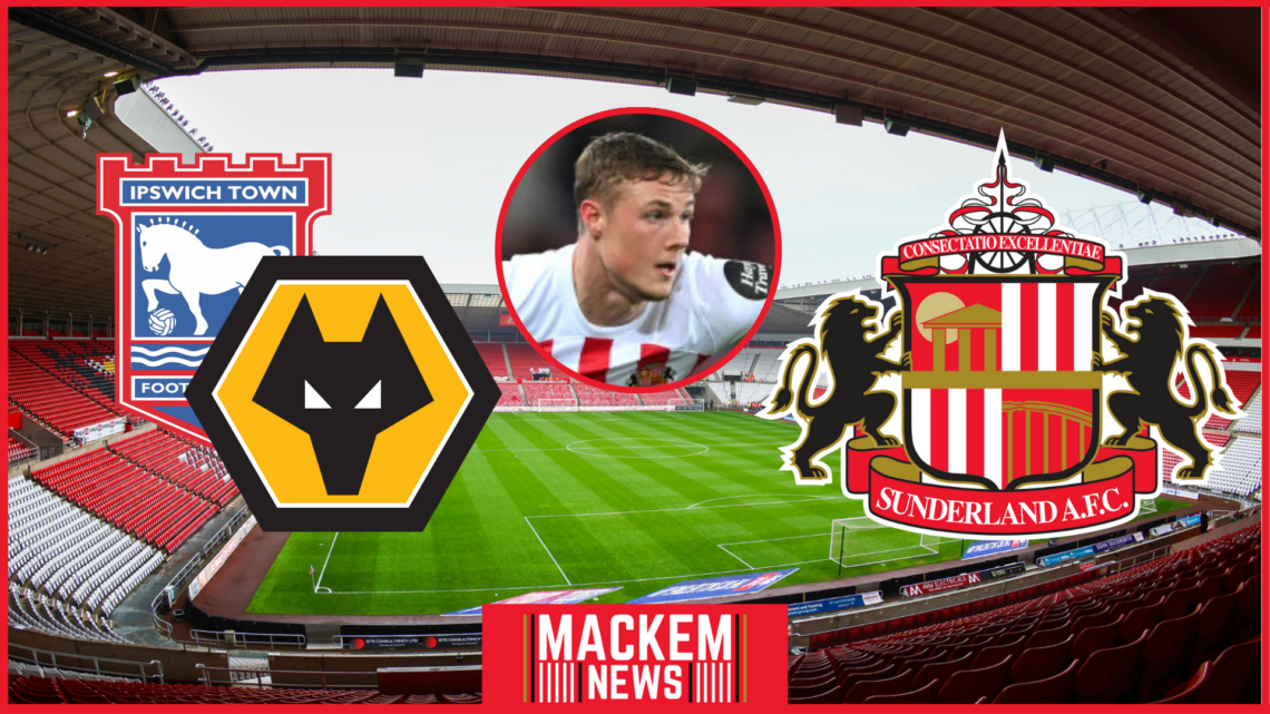 Sunderland badge, Wolves abdge, Ipswich badge, Stadium of Light, Dan Ballard