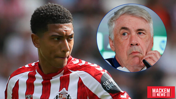 Sunderland midfielder Jobe Bellingham and Real Madrid manager Carlo Ancelotti