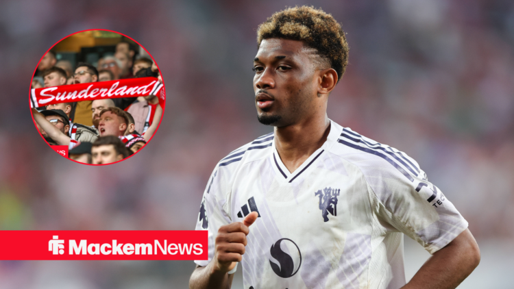 Amad Diallo looks towards Sunderland supporters