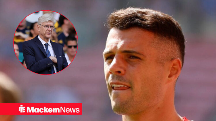 Sunderland midfielder Granit Xhaka and Arsene Wenger