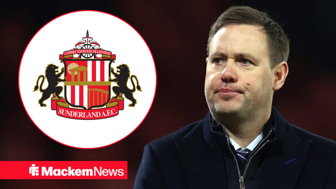 Michael Beale looking discontent with Sunderland badge