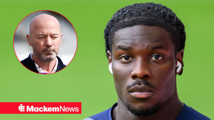 Alan Shearer looking at Eliezer Mayenda