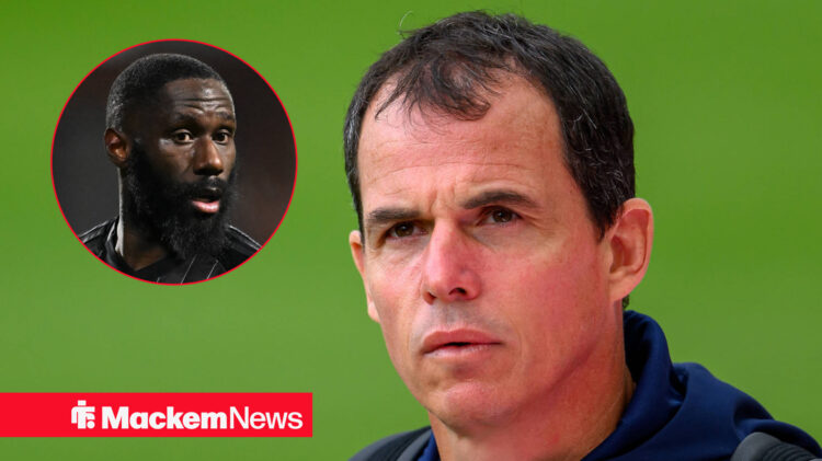 An image of Sunderland boss Regis Le Bris with an inset of Arthur Masuaku