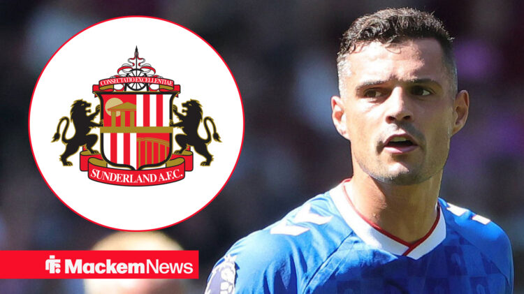 Granit Xhaka in Sunderland away kit, with Sunderland badge inset