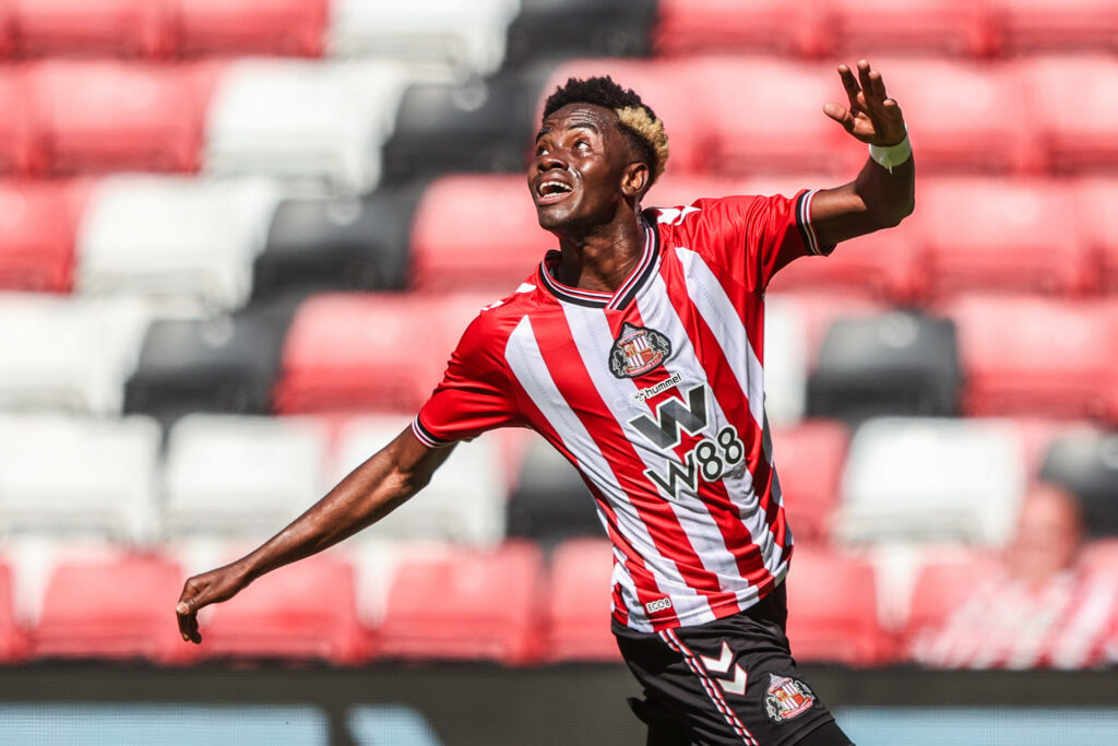 Sunderland attacker Simon Adingra prepares to strike