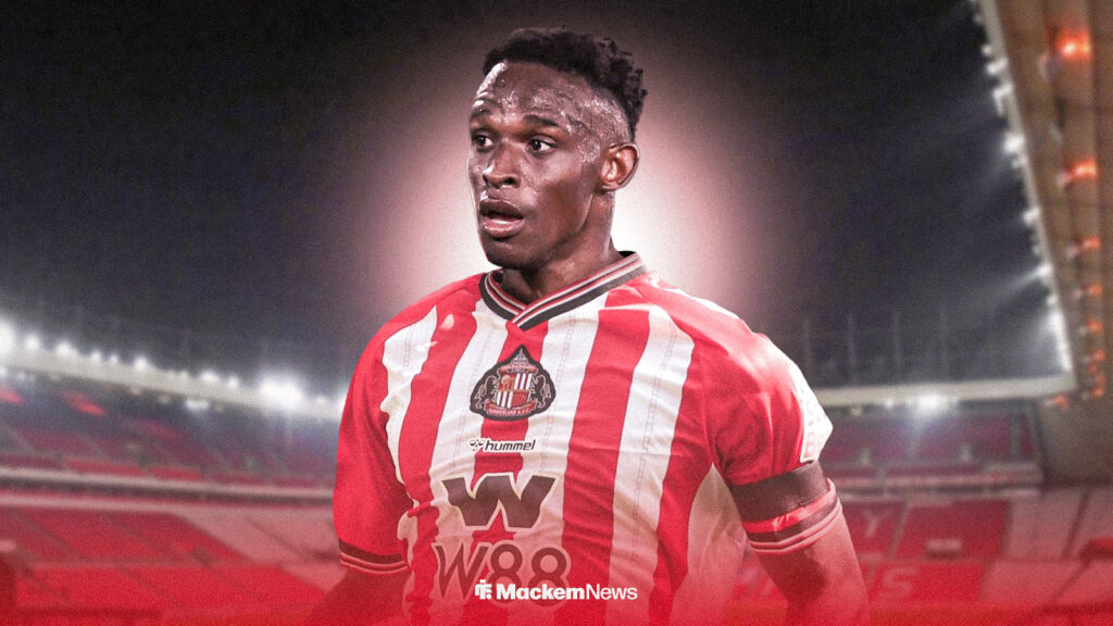 Jhon Lucumi in Sunderland's 2025/26 home shirt amid speculation linking him with the Stadium of Light.