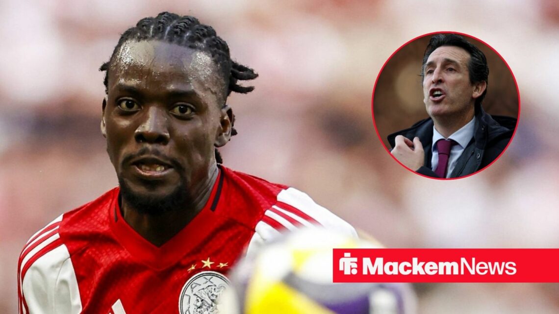 Bertrand Traore in action with Unai Emery in frame