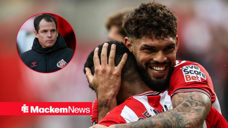 Omar Alderete hugging Reinildo at Sunderland