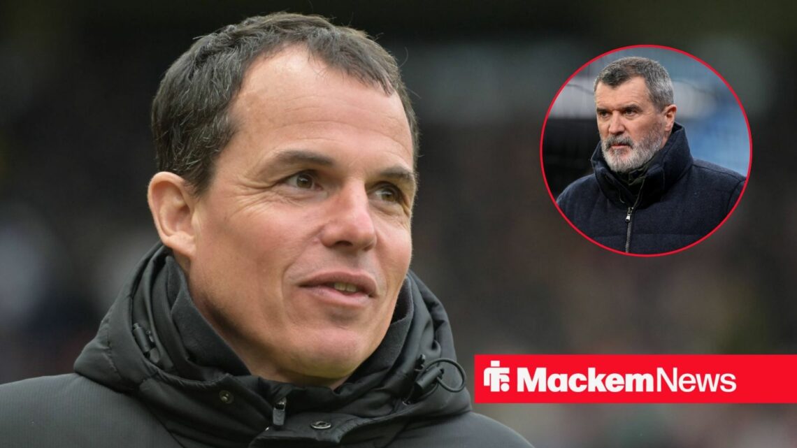 Regis Le Bris alongside a circle inset of Roy Keane.