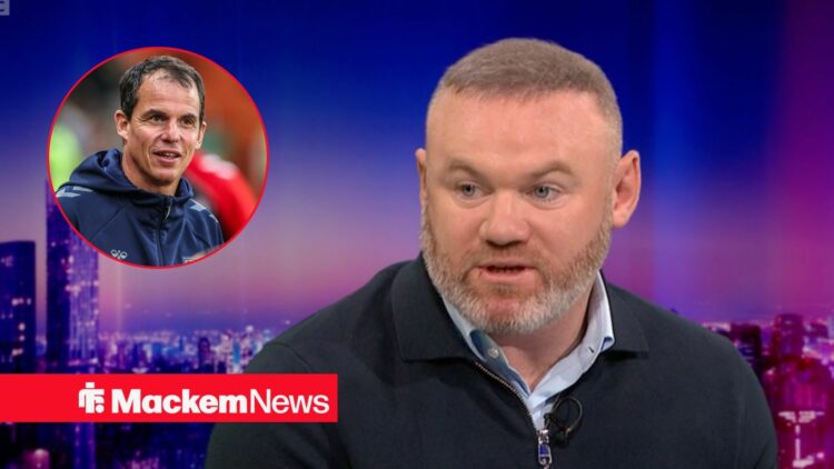 Wayne Rooney alongside a circle inset of Regis Le Bris.