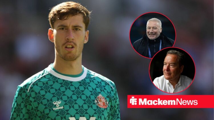 Robin Roefs playing for Sunderland with Jeff Stelling and Ally McCoist in frame