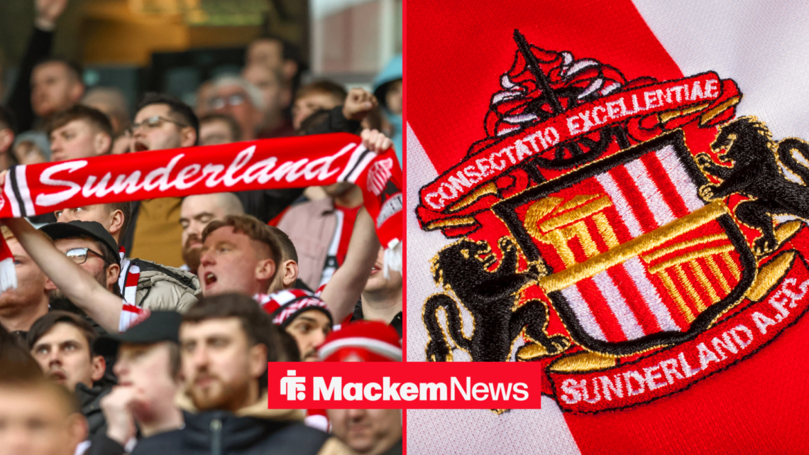 Sunderland fan with badge on the right