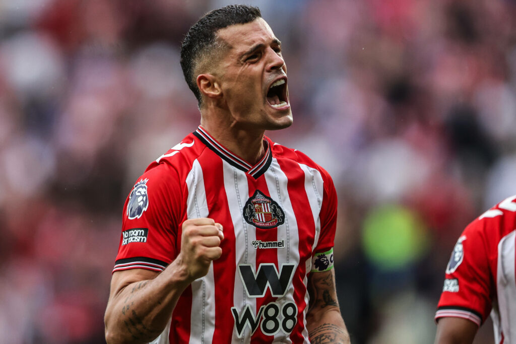 Granit Xhaka celebrates a Sunderland win