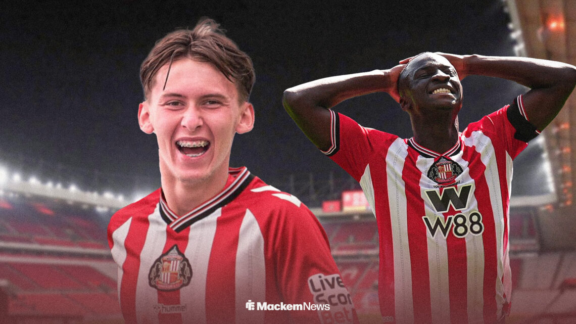 Chris Rigg looking happy with Habib Diarra frustrated