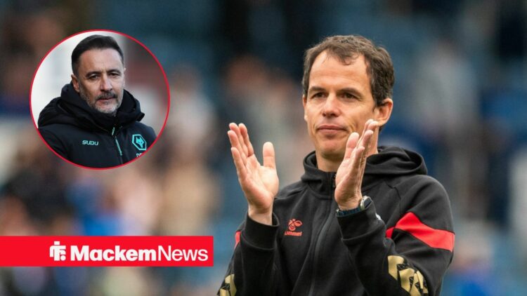 Regis Le Bris alongside a circle inset of Vitor Pereira.