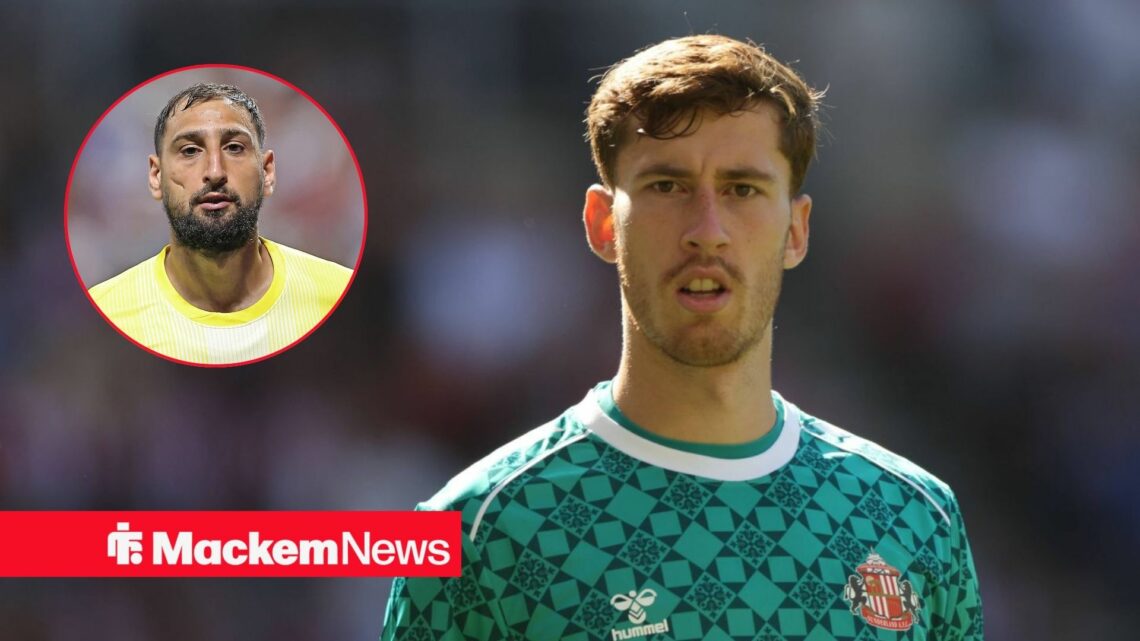 Robin Roefs looking shocked with Gianluigi Donnarumma in circle