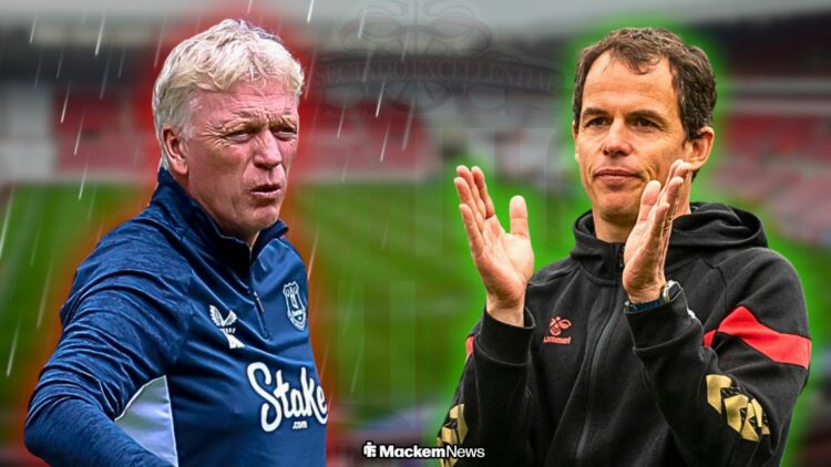 David Moyes and Regis Le Bris at the Stadium of Light