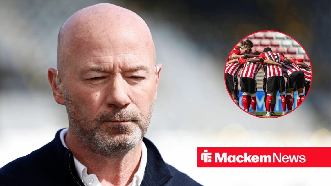 Former Newcastle United striker Alan Shearer with Sunderland huddle inset