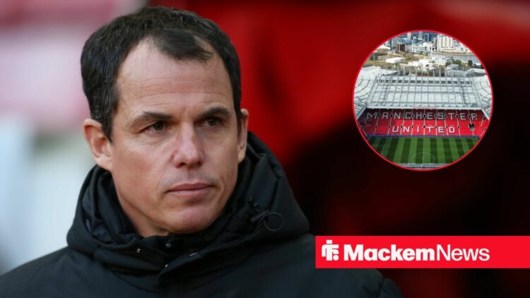 Regis Le Bris looking on with Old Trafford in frame