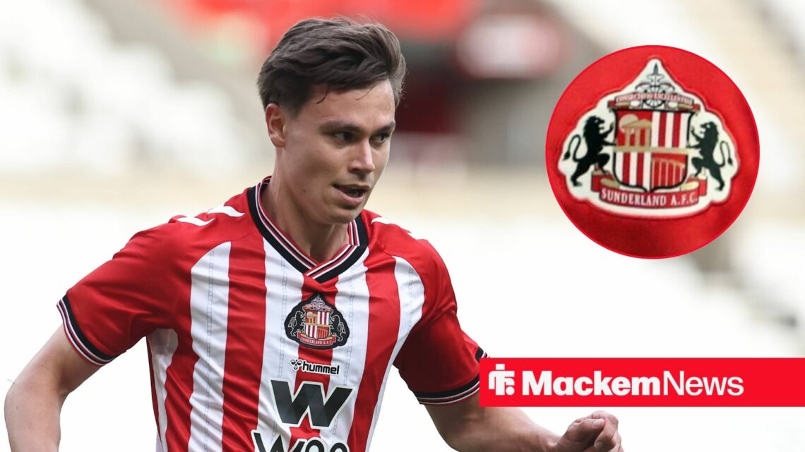 Timur Tutierov runs towards the Sunderland badge in a circular inset.