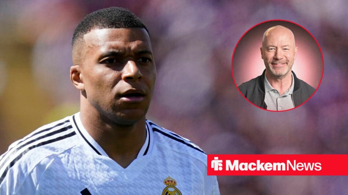 Kylian Mbappe with Alan Shearer in frame