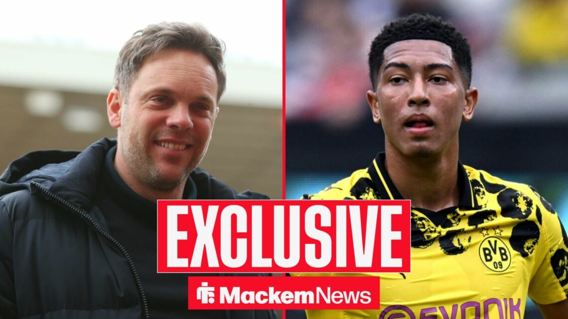 Jobe Bellingham playing for Dortmund with Kristjaan Speakman smiling