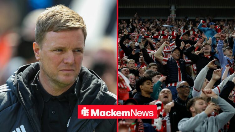 Eddie Howe with Sunderland fans celebrating