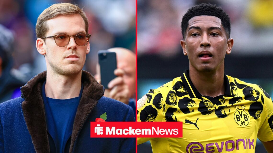 Kyril Louis-Dreyfus looking serious in the direction of Jobe Bellingham.