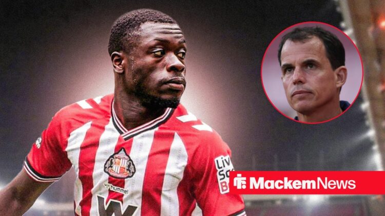 Brian Brobbey in a Sunderland shirt, Regis Le Bris looking moody.
