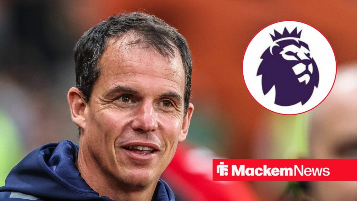 Regis Le Bris similing at Premier League badge