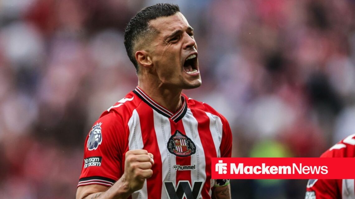 Granit Xhaka celebrates for Sunderland