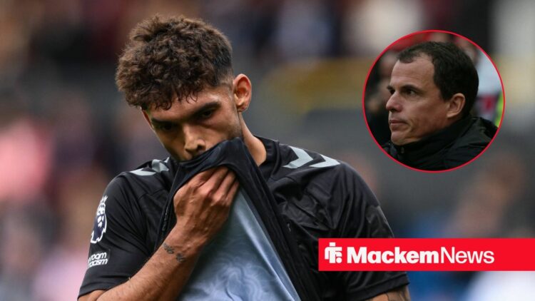 Omar Alderete looks concerned, with Regis Le Bris in a circular frame alongside him