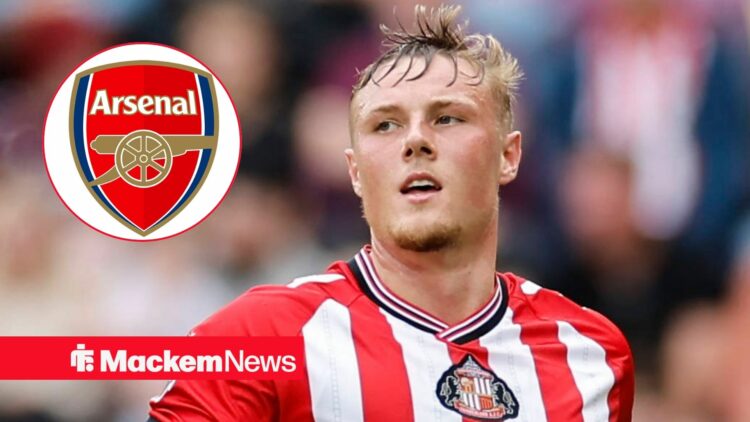 Dan Ballard concentrating on the Arsenal badge.