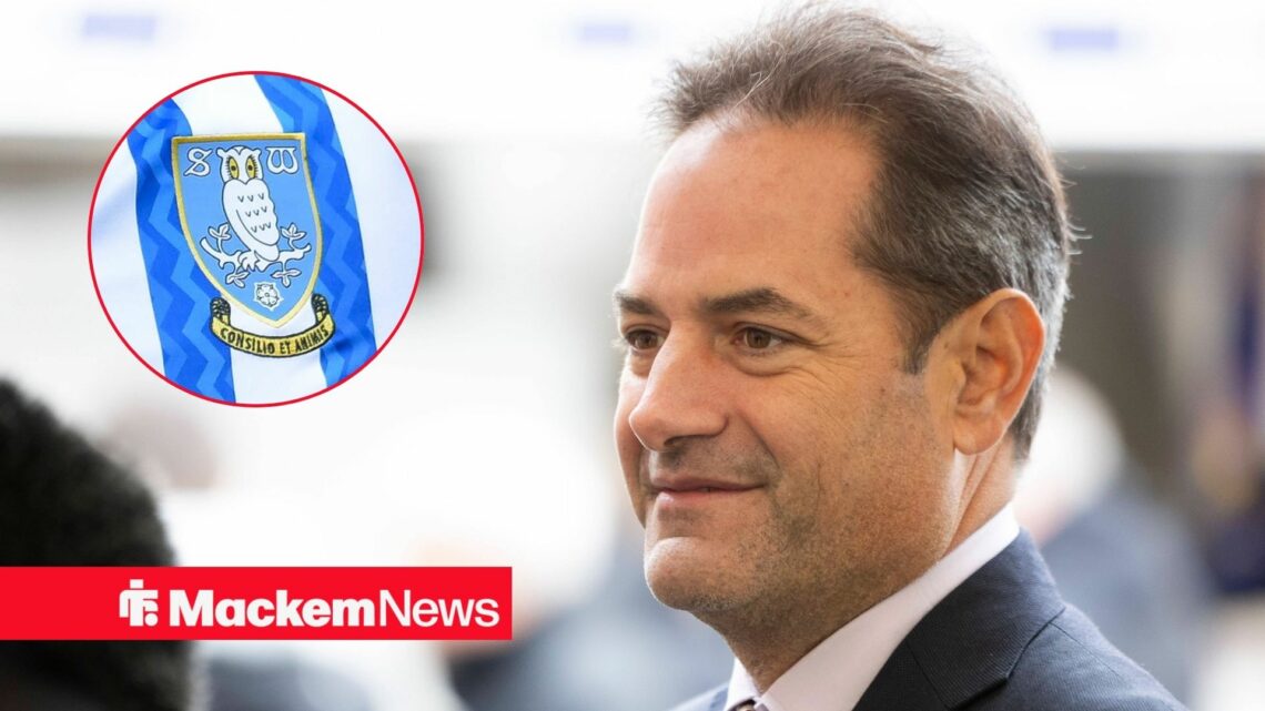 Charlie Methven with Sheffield Wednesday badge in frame