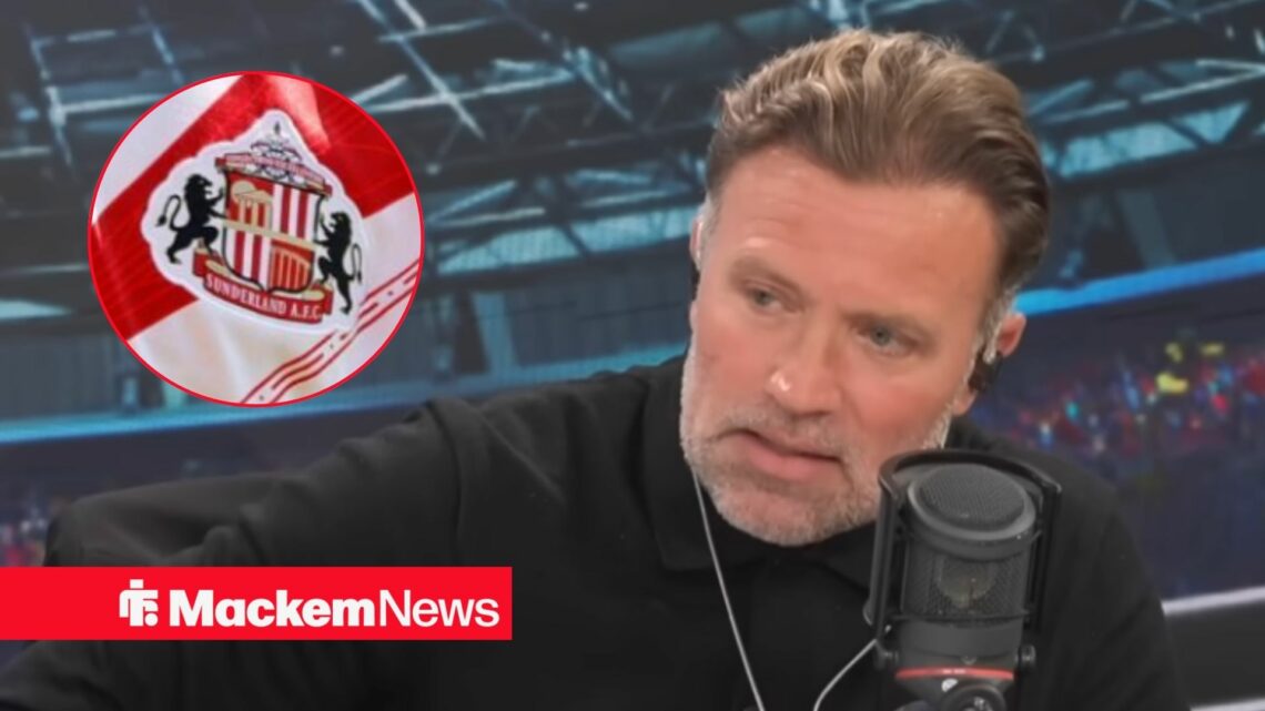 Micky Gray with Sunderland badge in frame