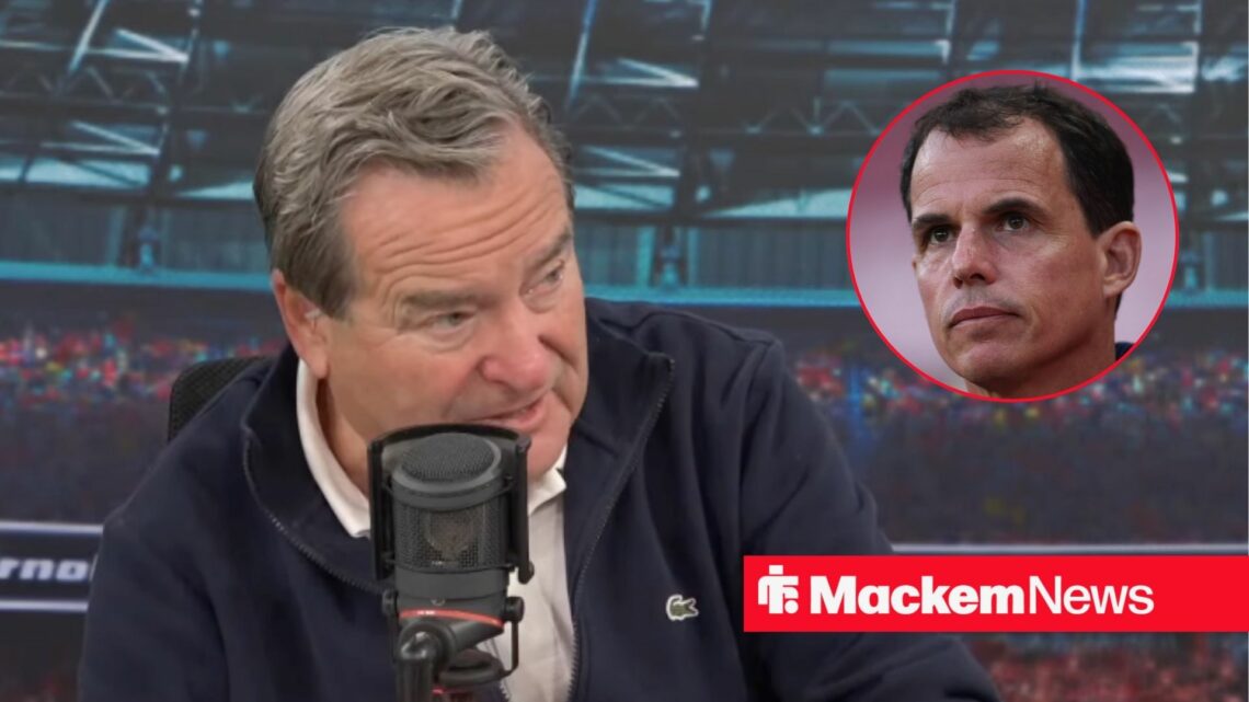 Jeff Stelling alongside a circle inset of Regis Le Bris.