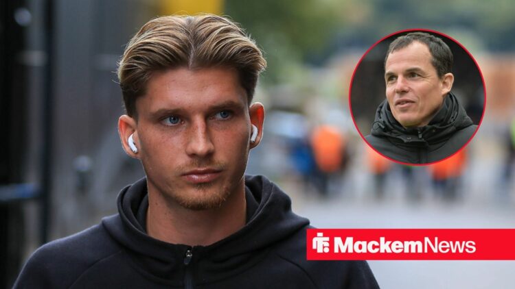 Dennis Cirkin and Regis Le Bris looking at each other