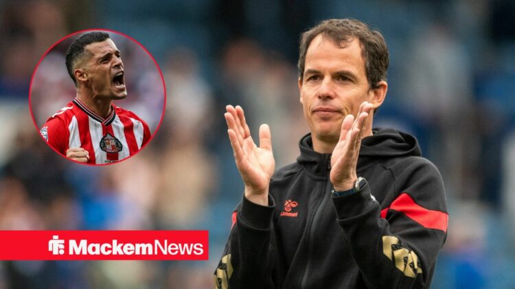 Regis Le Bris alongside a circle inset of Granit Xhaka.