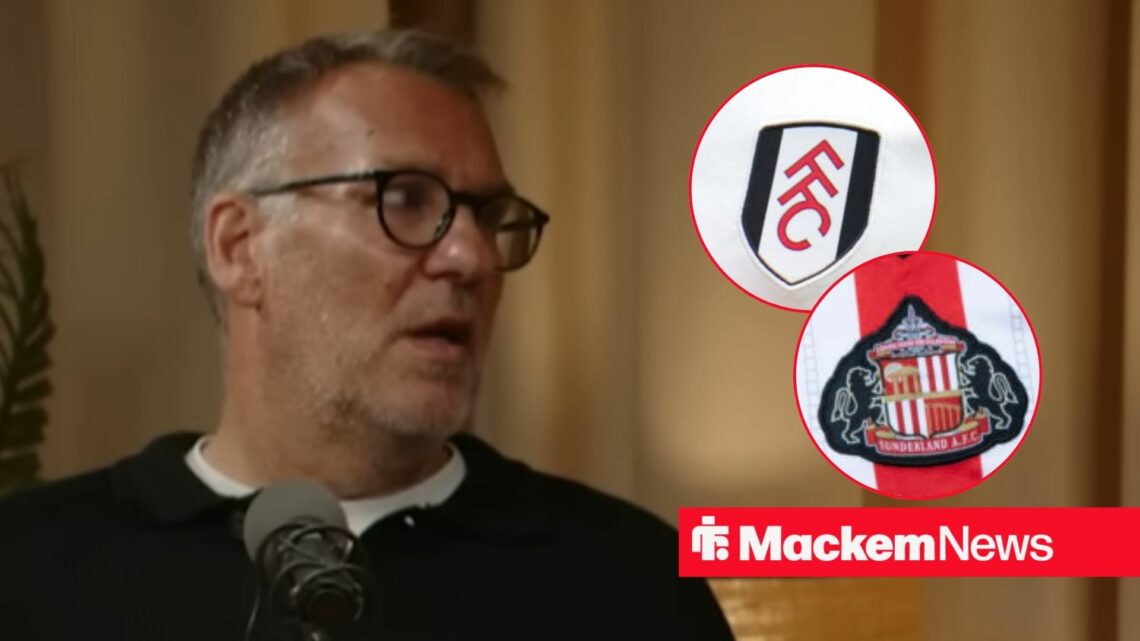 Paul Merson with Sunderland and Fulham badge in frame