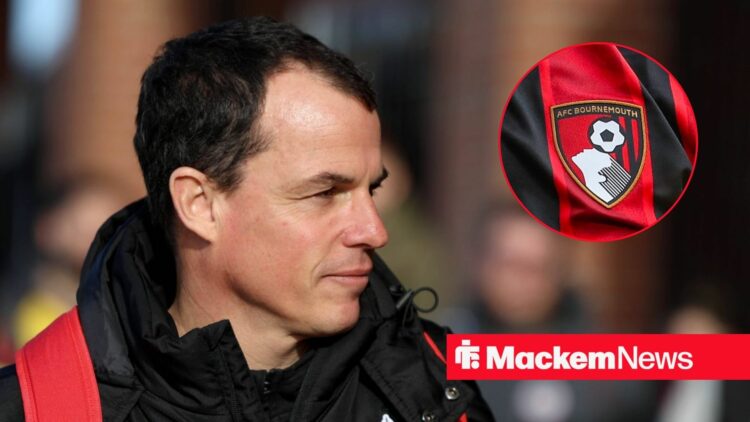 Regis Le Bris with Bournemouth badge in frame