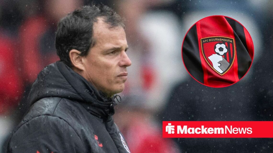 Regis Le Bris with Bournemouth badge in frame