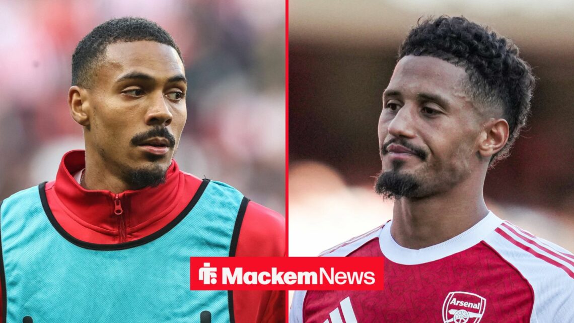 Sunderland striker Wilson Isidor with Arsenal defender William Saliba