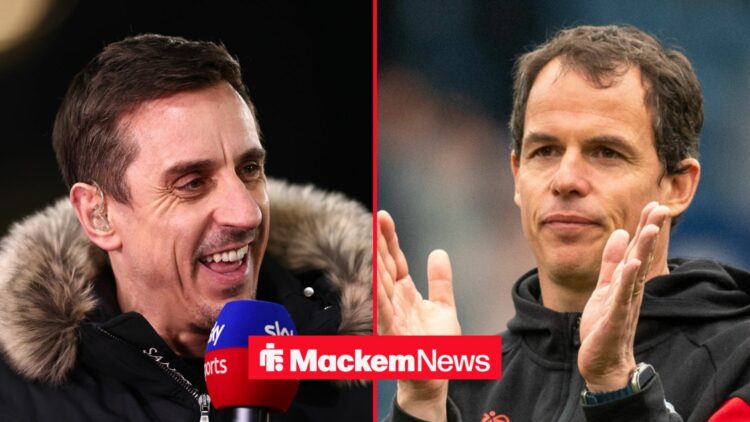 Gary Neville and Regis Le Bris stood alongside each other.