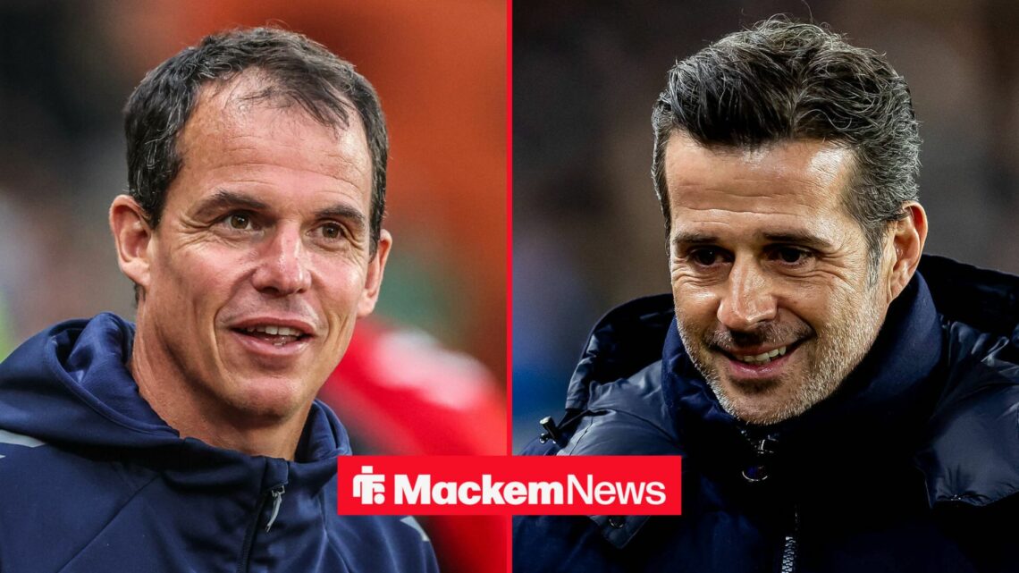 Regis Le Bris alongside a circle inset of Marco Silva.