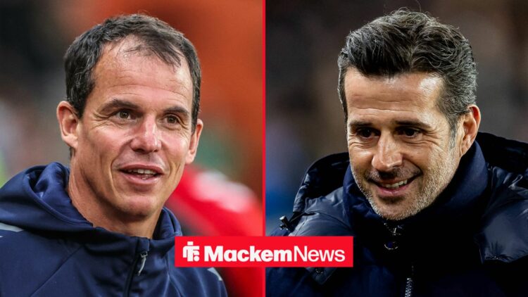 Regis Le Bris alongside a circle inset of Marco Silva.