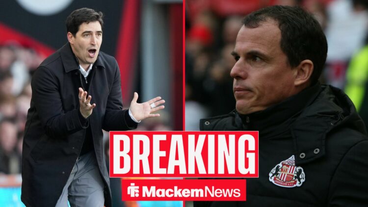 Andoni Iraola complains, with Regis Le Bris looking on alongside him in a split image