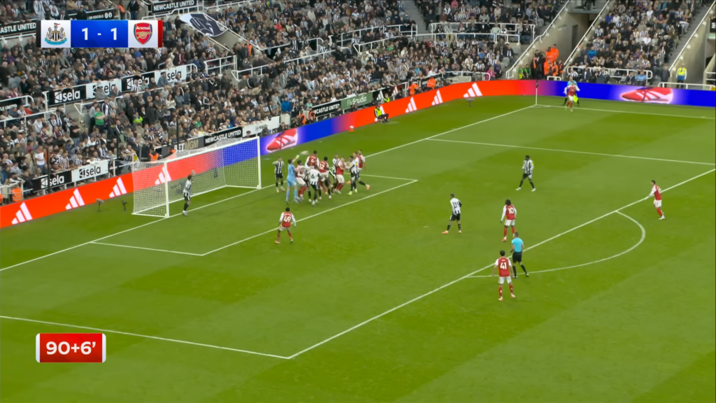 Gabriel scores during Arsenal's match with Newcastle United