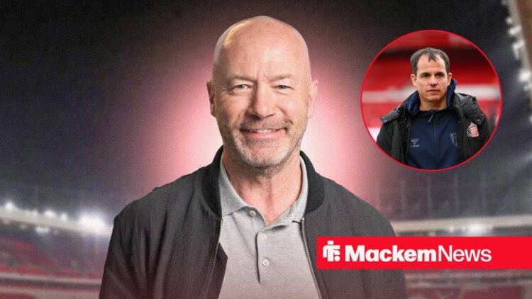 Alan Shearer with Sunderland boss Regis Le Bris inset