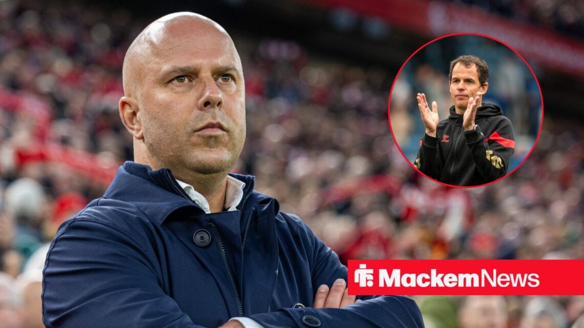 Arne Slot with Regis Le Bris in frame