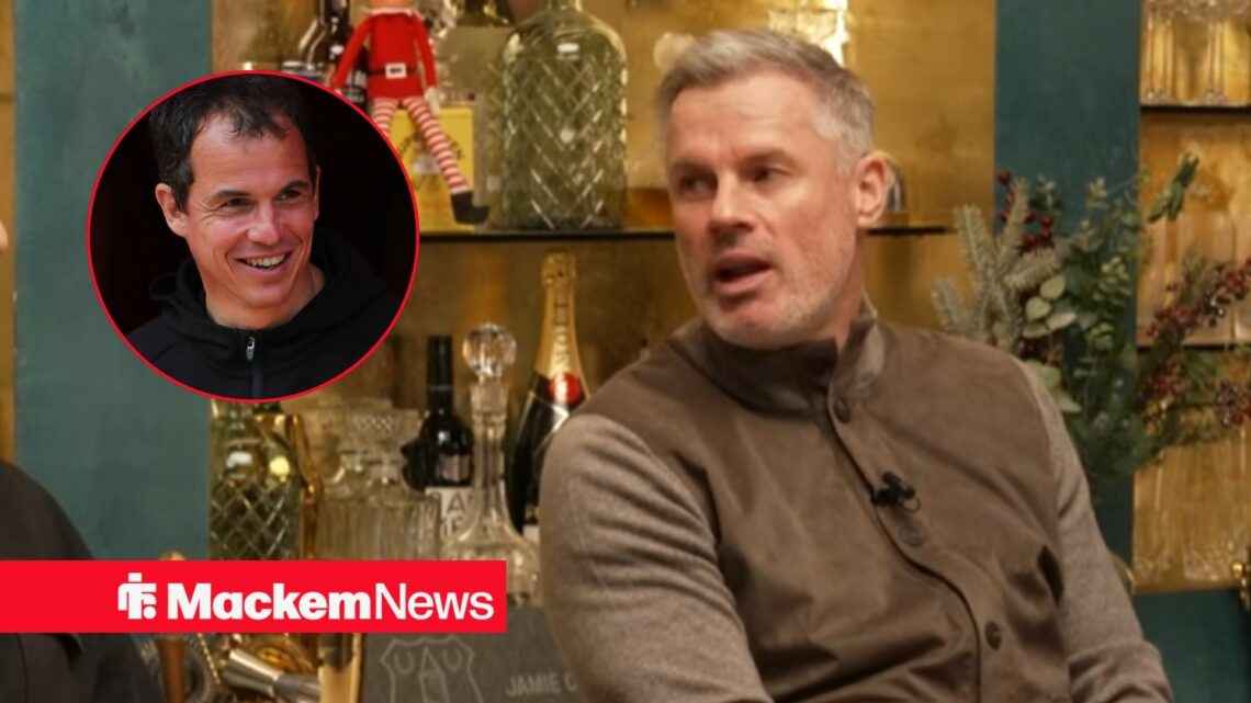 Jamie Carragher with Regis Le Bris in frame